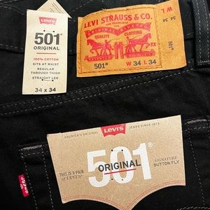 Mens Levi’s 501 Regular Straight Leg Jeans 100% Cotton NWT